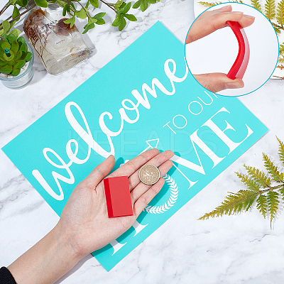 2Pcs Word Welcome to Our Home Pattern Self-Adhesive Silk Screen Printing Stencil DIY-GF0004-09-1