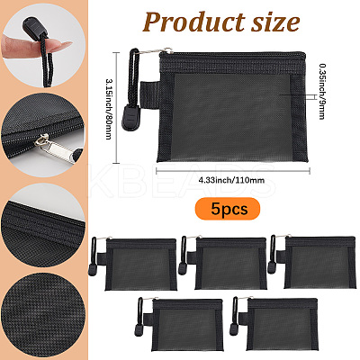 5Pcs Nylon Mesh Pen Bag AJEW-SP0001-89E-1