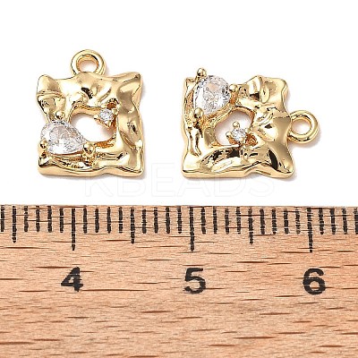 Brass Micro Pave Clear Cubic Zirconia Charms KK-A259-29G-1