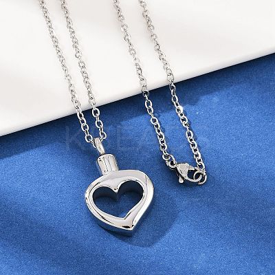 304 Stainless Steel Heart Pendant Pet Urn Ashes Necklaces LS-NJEW-S455-03P-1