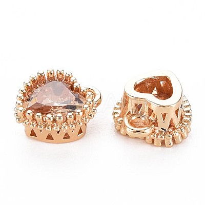 Brass Micro Pave Cubic Zirconia Charms KK-S356-773L-1