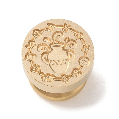 Golden Plated Round Shaped Wax Seal Brass Stamp Head STAM-K002-01G-01-1
