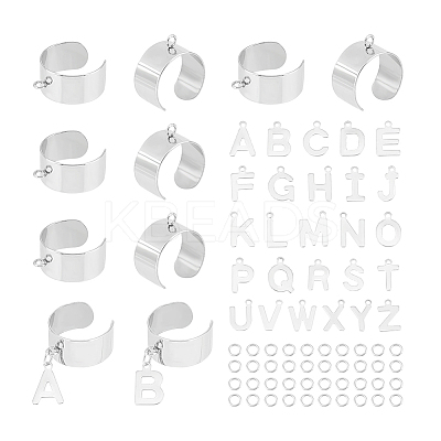 DIY Alphabet Charm Cuff Ring Making Kit DIY-UN0005-66-1