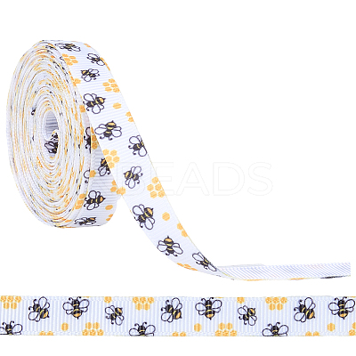Polyester Bees Printed Grosgrain Ribbons SRIB-WH20020-018D-1