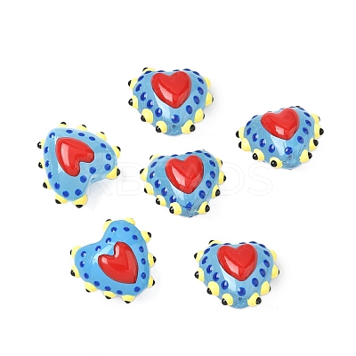 Baking Paint Glass Bumpy Beads Heart LAMP-V001-09E-1