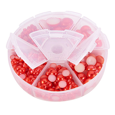 1Box ABS Plastic Imitation Pearl Dome Cabochons SACR-PH0001-09-1