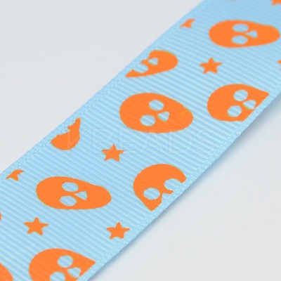 1 inch(25mm) Skull Printed Grosgrain Ribbon Gift Package DIY Hairbow Ribbon SRIB-D006-25mm-01-1