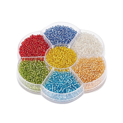 7 Colors Glass Round Seed Beads SEED-YW0001-24A-01-1