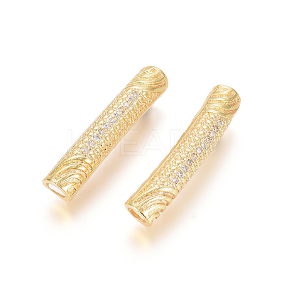 Brass Micro Pave Clear Cubic Zirconia Beads ZIRC-L088-16B-G-1