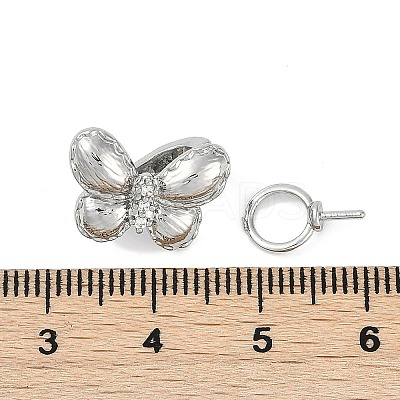 Brass Micro Pave Clear Cubic Zirconia Fold Over Clasps KK-U043-21P-1