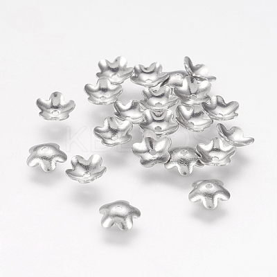 Tarnish Resistant 304 Stainless Steel 5-Petal Flower Bead Caps STAS-J011-02-1