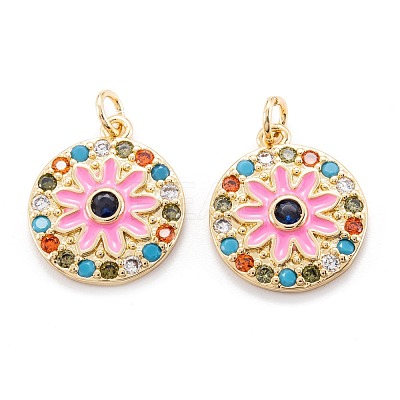 Real 18K Gold Plated Brass Micro Pave Cubic Zirconia Pendants ZIRC-M114-51G-02-1