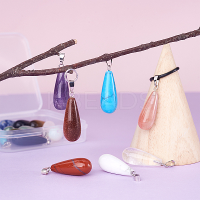 18Pcs 18 Style Natural & Synthetic Gemstone Pendants G-KS0001-13-1