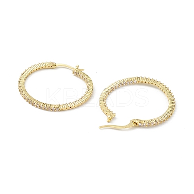 Circle Ring Rack Plating Brass Cubic Zirconia Hoop Earrings for Women EJEW-K245-18G-1
