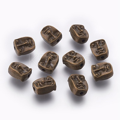 Tibetan Style Alloy Human Face Beads X-TIBEP-GC184-AB-NR-1
