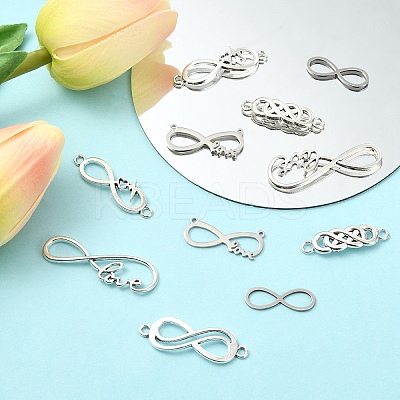 30Pcs 6 Styles 201 Stainless Steel & Alloy Connector Charms STAS-YW0003-10-1