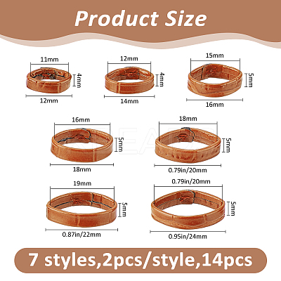 14Pcs 7 Styles Cowhide Leather Watch Strap Ring FIND-FH0017-42C-1