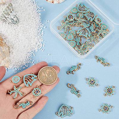 40Pcs 5 Styles Ocean Theme Alloy Connector Charms FIND-SC0008-62-1