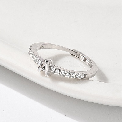 S925 Sterling Silver Adjustable Letter Rings for Women RJEW-M068-01P-A-1