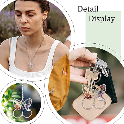 6Pcs 6 Styles Natural Amethyst Copper Wire Wrapped Chip Big Pendants G-PH0002-16-1