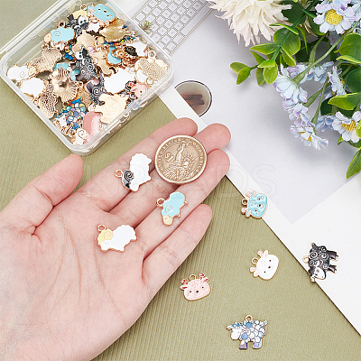 60Pcs 12 Style Alloy Enamel Pendants ENAM-PH0002-77-1