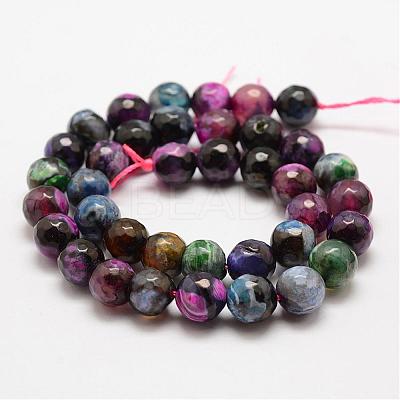 Faceted Natural Fire Crackle Agate Beads Strands G-F447-10mm-A07-1