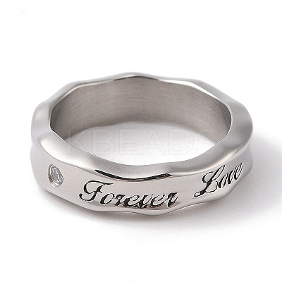 Word Forever Love 304 Stainless Steel Clear Cubic Zirconia Finger Rings for Unisex RJEW-U005-08D-AS-1
