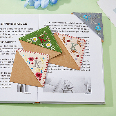 4Pcs 4 Style Felt Embroidery Bookmarks FIND-HY0003-46K-1