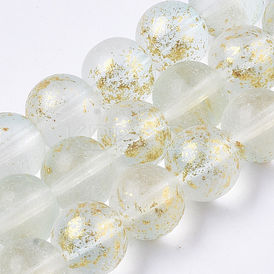 Frosted Spray Painted Glass Beads Strands GLAA-N035-03D-C09-1