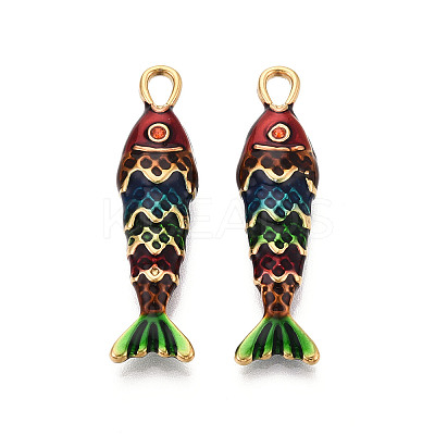 304 Stainless Steel Enamel Pendants STAS-N124-26B-02G-1