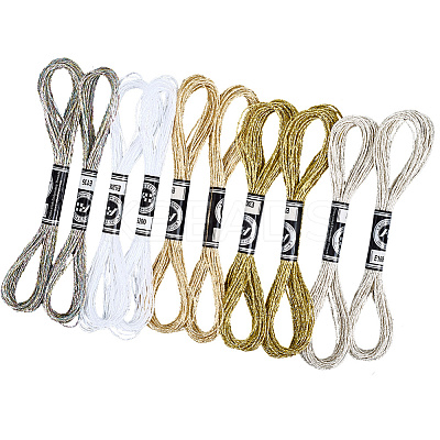 10 Skeins 5 Colors 12-Ply Metallic Polyester Embroidery Floss OCOR-CY0002-08-1