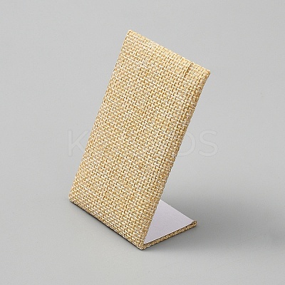 Linen Cloth Rectangle Slant Back Single Earring Display Stands EDIS-WH0031-38-1