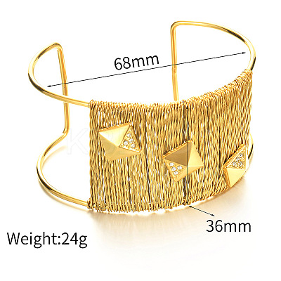Bold 304 Stainless Steel & Crystal Rhinestone Cuff Bangles WG0C4B1-01-1