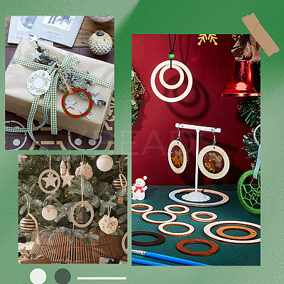 200Pcs 5 Styles Laser Cut Wood Shapes WOOD-SP0001-18-1