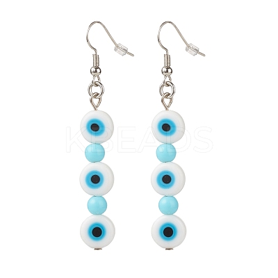 Lampwork Evil Eye & Acrylic Beaded Dangle Earrings EJEW-JE04972-04-1
