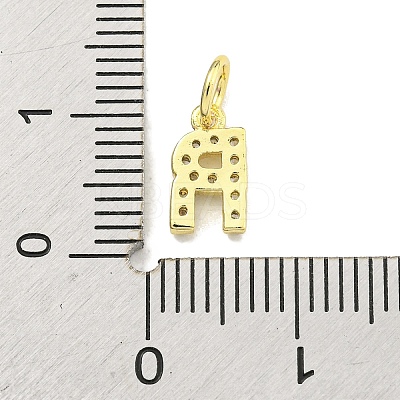 Letter Brass Micro Pave Clear Cubic Zirconia Pendants KK-K354-06G-R-1