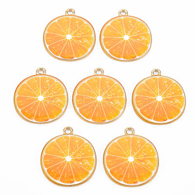 Light Gold Alloy Enamel Pendants X-ENAM-S126-128-1
