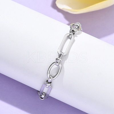 304 Stainless Steel Oval Link Anklets for Women AJEW-U025-01P-1