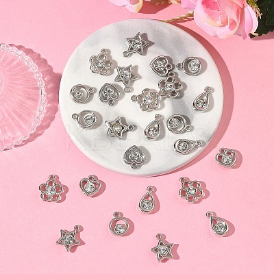 25Pcs 5 Styles Plastic with Resin Rhinestone Pendants FIND-YW0009-87-1