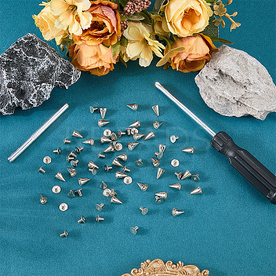 100 Bags Alloy Spiked Cone Rivets for Bag Decoration FIND-CL0002-06P-1