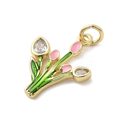 Brass Micro Pave Cubic Zirconia Pendants KK-A278-01B-02G-1
