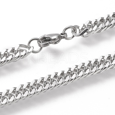 Non-Tarnish 201 Stainless Steel Cuban Link Chain Necklaces NJEW-I238-10P-1