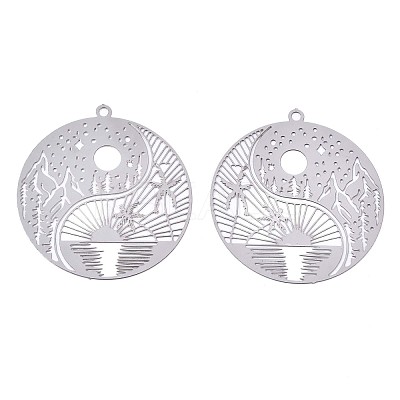 Non-Tarnish 201 Stainless Steel Filigree Pendants STAS-S118-025P-1