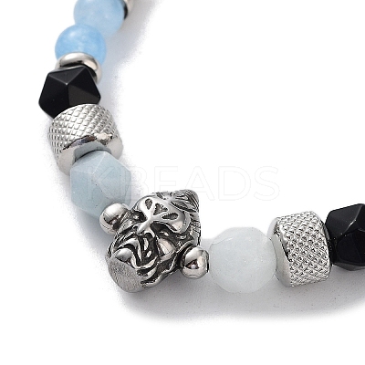 Natural Mixed  Gemstone with 201 Stainless Steel Necklaces NJEW-Q334-01C-1