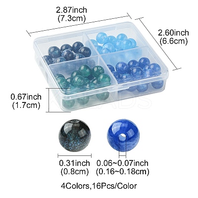 64Pcs 4 Colors Round Imitation Cat Eye Resin Beads RESI-FS0001-66A-1