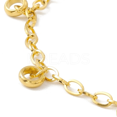 PVD Vacuum Plating 304 Stainless Steel Ring Charms Bracelet with Cable Chains for Women STAS-E001-29G-1