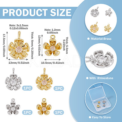 4Pcs 4 Styles Brass Pendants KK-TA0009-06-1