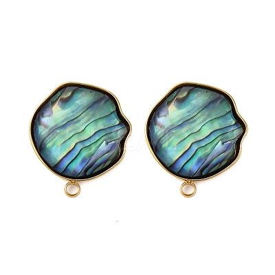 304 Stainless Steel Pave Natural Paua Shell Stud Earring Findings STAS-Z125-03G-1