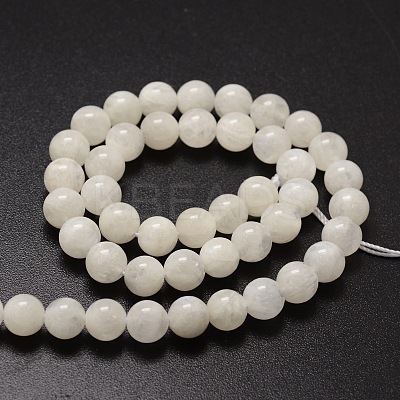 Natural Rainbow Moonstone Round Beads Strands G-E329-8.5-9mm-49-1