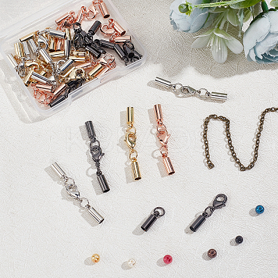 24Pcs 4 Colors Brass Lobster Claw Clasps KK-PH0002-96-1